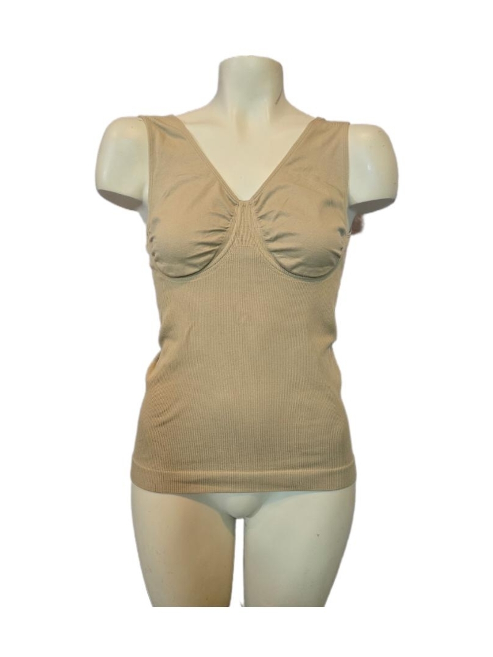 Beige Seamless Built-In Bra Body Shaping Tank Top‎ Size Large